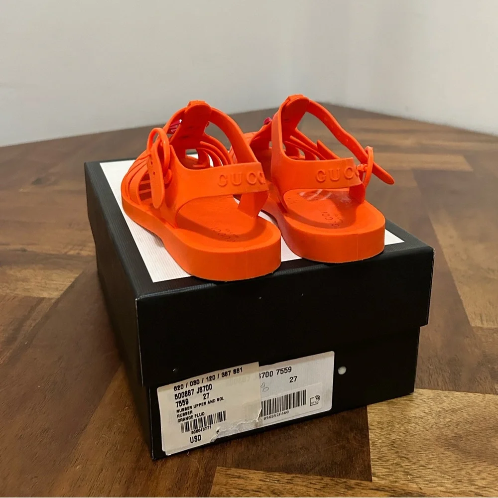 Gucci Kids Bright Orange Sandals Size 27 EU 10 US - Picture 3 of 4